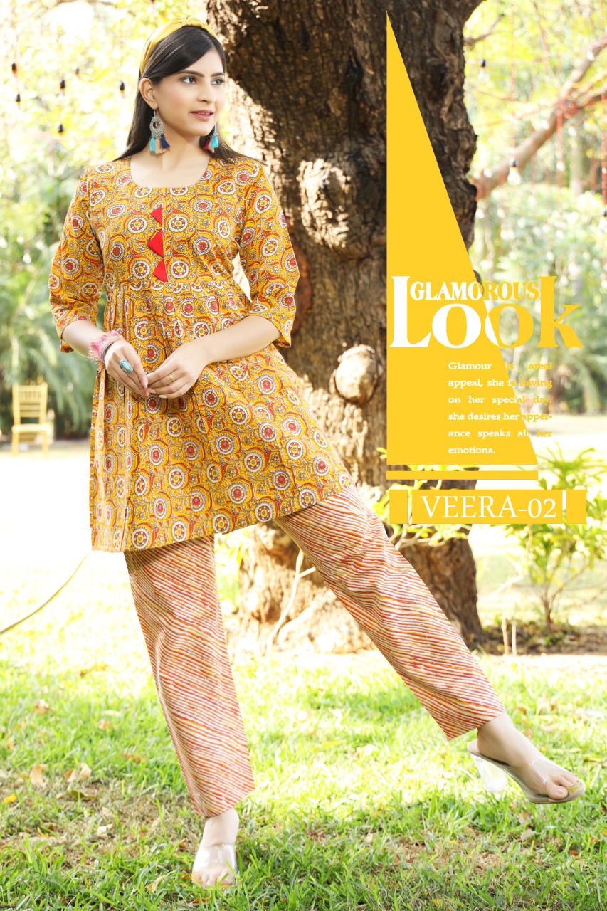 Veera Classic Ethnic Wear Designer Cotton Printed Latest Kurti Collection